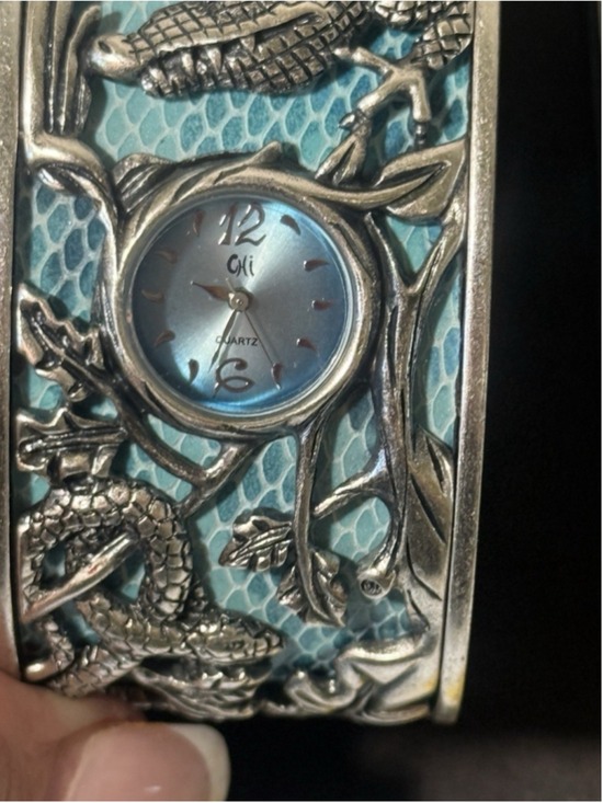 Carlos Falchi Accessories - Chi By Falchi Garden Of Eden Silver tone Reptile Cuff Watch bangle BRACELET NEW